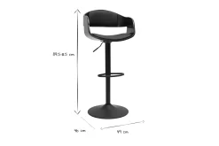 New Miliboo Taburete de cocina de diseño regulable negro con madera oscura EUSTACHE
