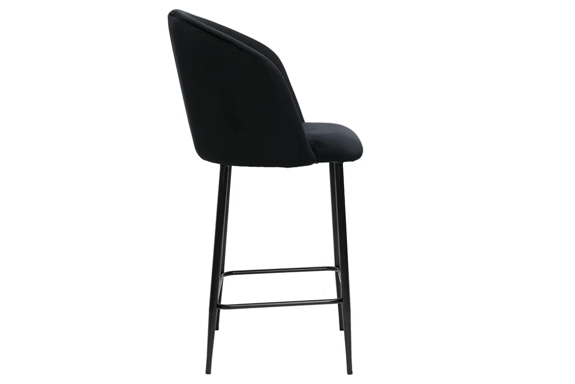 Fashion Miliboo Taburete de cocina de diseño de terciopelo negro VANITY