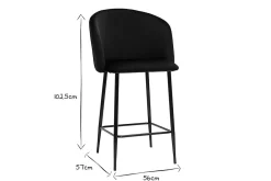 Fashion Miliboo Taburete de cocina de diseño de terciopelo negro VANITY