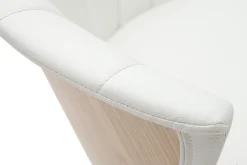 Best Miliboo Taburete de cocina de diseño giratorio blanco con madera clara 65 cm ALBIN