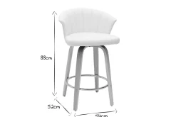 Best Miliboo Taburete de cocina de diseño giratorio blanco con madera clara 65 cm ALBIN