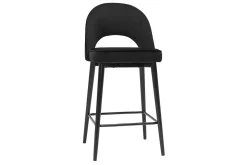 New Miliboo Taburete de cocina de diseño de terciopelo negro y metal 69 cm BELLEROSE