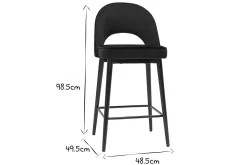 New Miliboo Taburete de cocina de diseño de terciopelo negro y metal 69 cm BELLEROSE