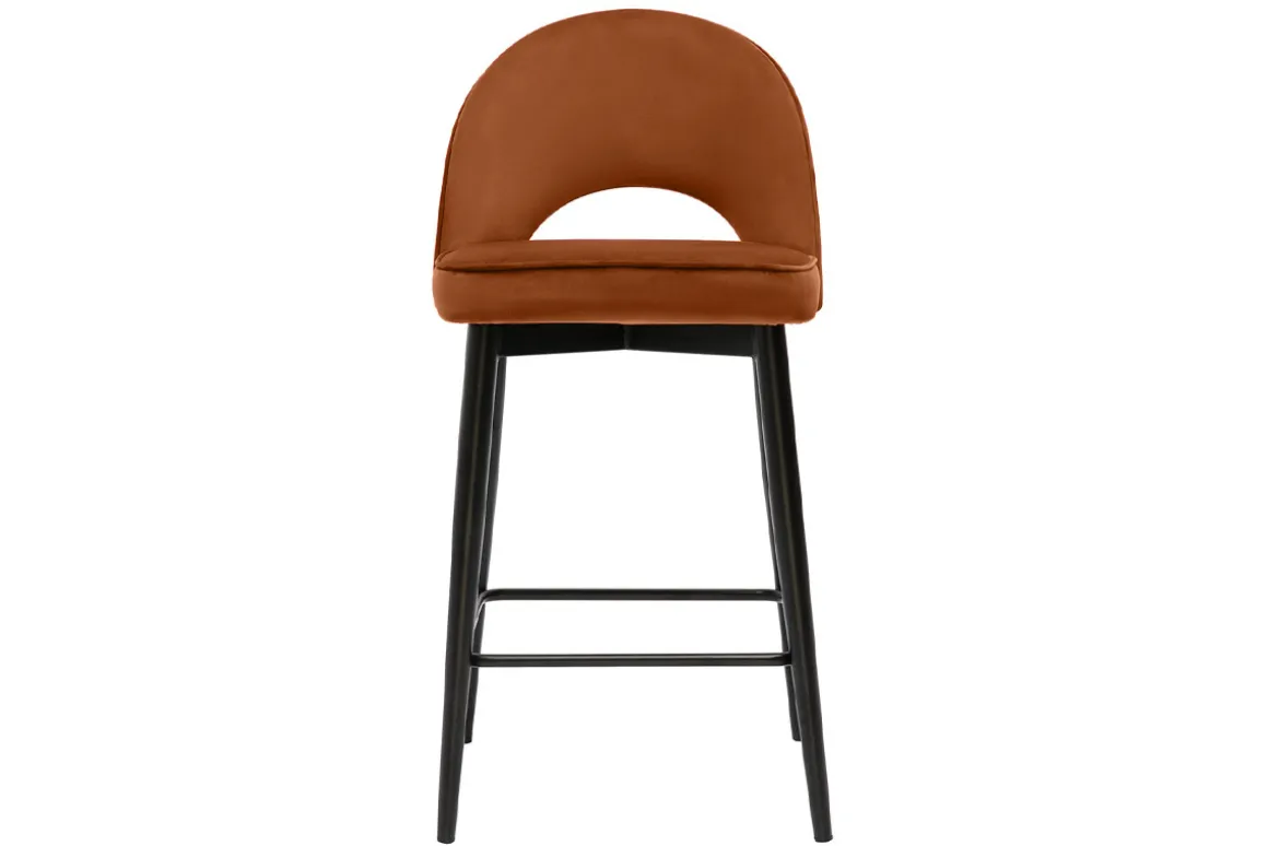Store Miliboo Taburete de cocina de diseño de terciopelo terracota y metal 69 cm BELLEROSE