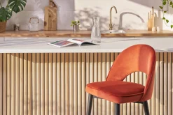 Store Miliboo Taburete de cocina de diseño de terciopelo terracota y metal 69 cm BELLEROSE