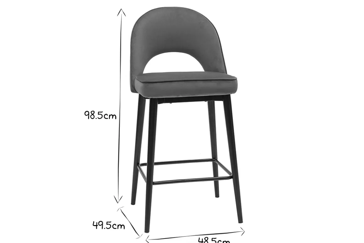 Store Miliboo Taburete de cocina de diseño de terciopelo terracota y metal 69 cm BELLEROSE