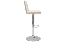 Best Miliboo Taburete de cocina de diseño ajustable blanco con tonos de madera blanca PANACH
