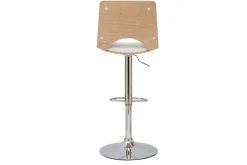 Best Miliboo Taburete de cocina de diseño ajustable blanco con tonos de madera blanca PANACH