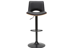 Store Miliboo Taburete de cocina de diseño ajustable negro con tonos de madera oscura PANACH