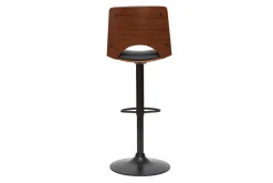 Store Miliboo Taburete de cocina de diseño ajustable negro con tonos de madera oscura PANACH