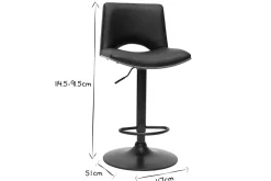 Store Miliboo Taburete de cocina de diseño ajustable negro con tonos de madera oscura PANACH