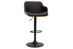 Online Miliboo Taburete de cocina de diseño regulable negro con madera oscura LUCIEN