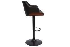Online Miliboo Taburete de cocina de diseño regulable negro con madera oscura LUCIEN