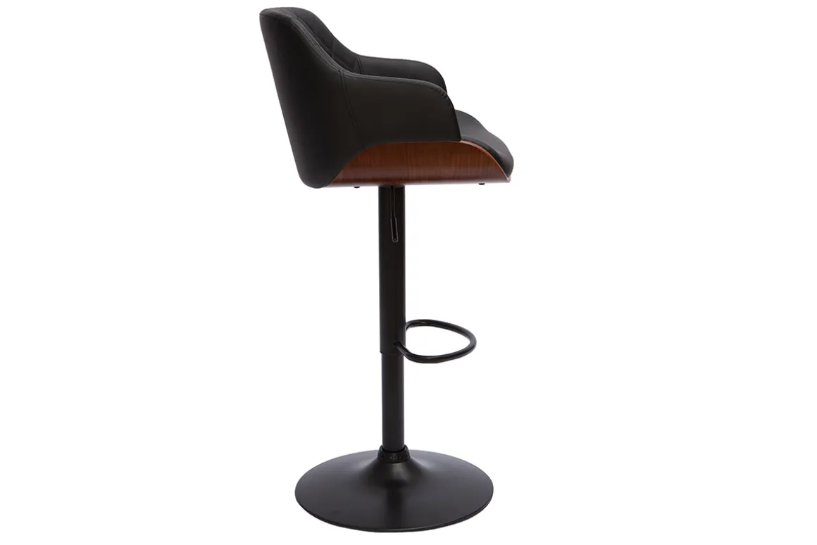 Online Miliboo Taburete de cocina de diseño regulable negro con madera oscura LUCIEN