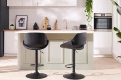New Miliboo Taburete de cocina de diseño regulable madera y metal negro CLASH