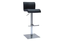 Sale Miliboo Taburete de cocina de diseño regulable negro y acero inoxidable cepillado SHEINA