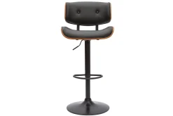 Shop Miliboo Taburete de cocina de diseño regulable negro con madera oscura BASILE