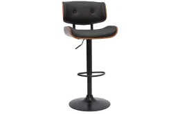 Shop Miliboo Taburete de cocina de diseño regulable negro con madera oscura BASILE