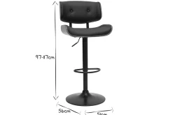 Shop Miliboo Taburete de cocina de diseño regulable negro con madera oscura BASILE