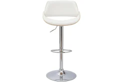 Fashion Miliboo Taburete de cocina de diseño regulable blanco con tonos de madera clara CLASH