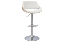 Fashion Miliboo Taburete de cocina de diseño regulable blanco con tonos de madera clara CLASH