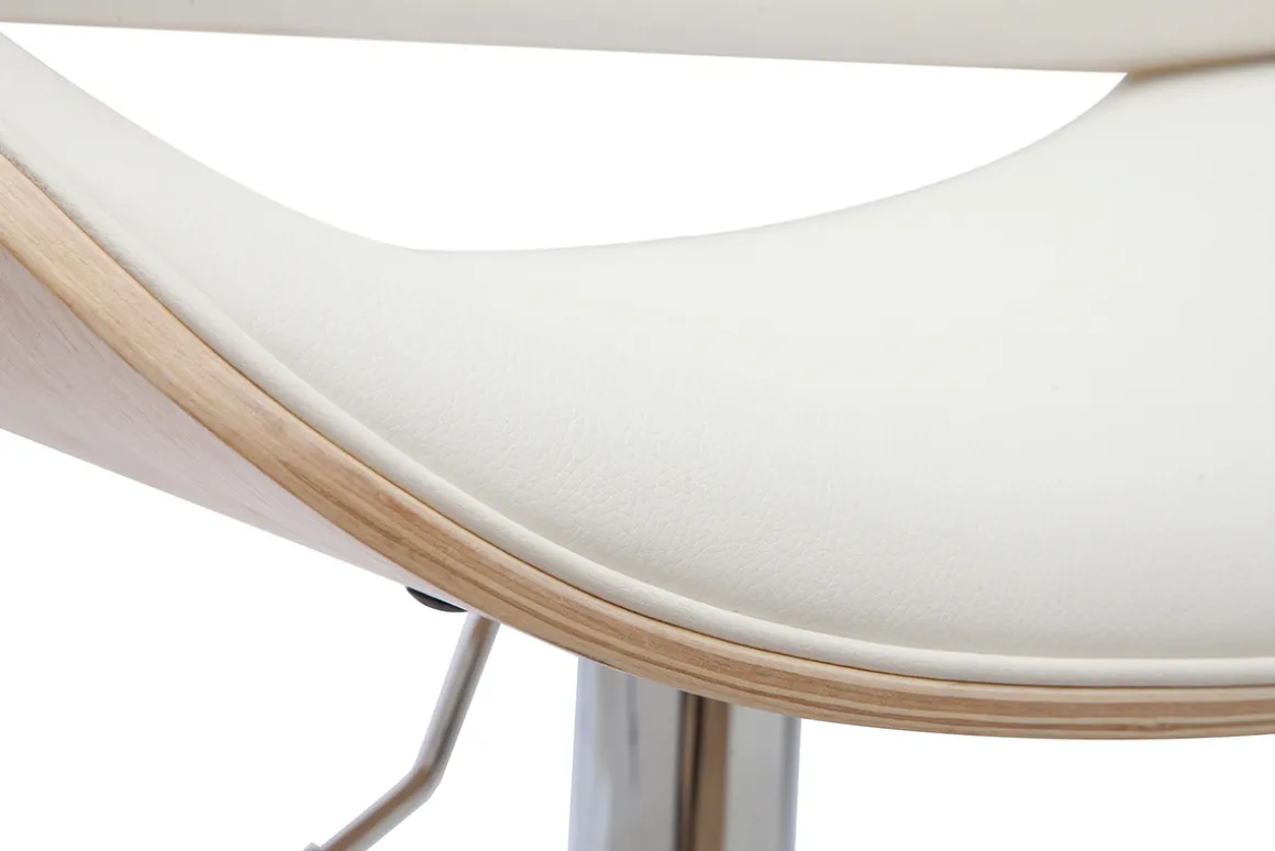 Fashion Miliboo Taburete de cocina de diseño regulable blanco con tonos de madera clara CLASH