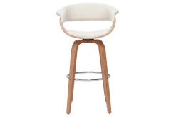 Clearance Miliboo Taburete de cocina de diseño giratorio blanco y madera clara 67 cm OKTAV