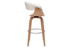 Clearance Miliboo Taburete de cocina de diseño giratorio blanco y madera clara 67 cm OKTAV
