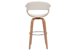 Clearance Miliboo Taburete de cocina de diseño giratorio blanco y madera clara 67 cm OKTAV