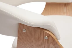 Clearance Miliboo Taburete de cocina de diseño giratorio blanco y madera clara 67 cm OKTAV