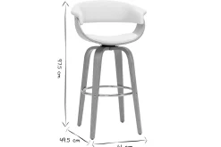 Clearance Miliboo Taburete de cocina de diseño giratorio blanco y madera clara 67 cm OKTAV