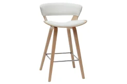 Store Miliboo Taburete de cocina de diseño blanco con madera clara 65 cm SYRAH