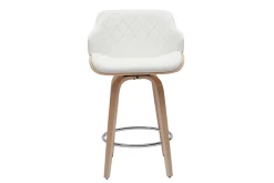Hot Miliboo Taburete de cocina de madera clara y blanco 65 cm LUCIEN