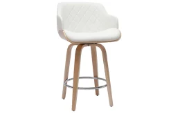 Hot Miliboo Taburete de cocina de madera clara y blanco 65 cm LUCIEN