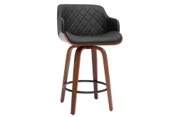 Cheap Miliboo Taburete de cocina de madera oscura y negro 65 cm LUCIEN