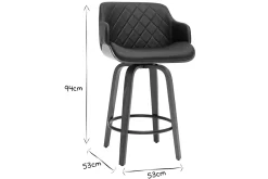 Cheap Miliboo Taburete de cocina de madera oscura y negro 65 cm LUCIEN