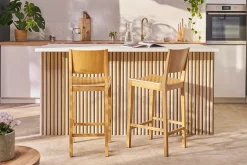 Discount Miliboo Taburete de cocina de madera oscura nogal 65 cm MELVIL