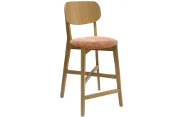 Online Miliboo Taburete de cocina de madera de roble claro y tela efecto aterciopelado terracota 65 cm LUCIA