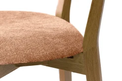 Online Miliboo Taburete de cocina de madera de roble claro y tela efecto aterciopelado terracota 65 cm LUCIA
