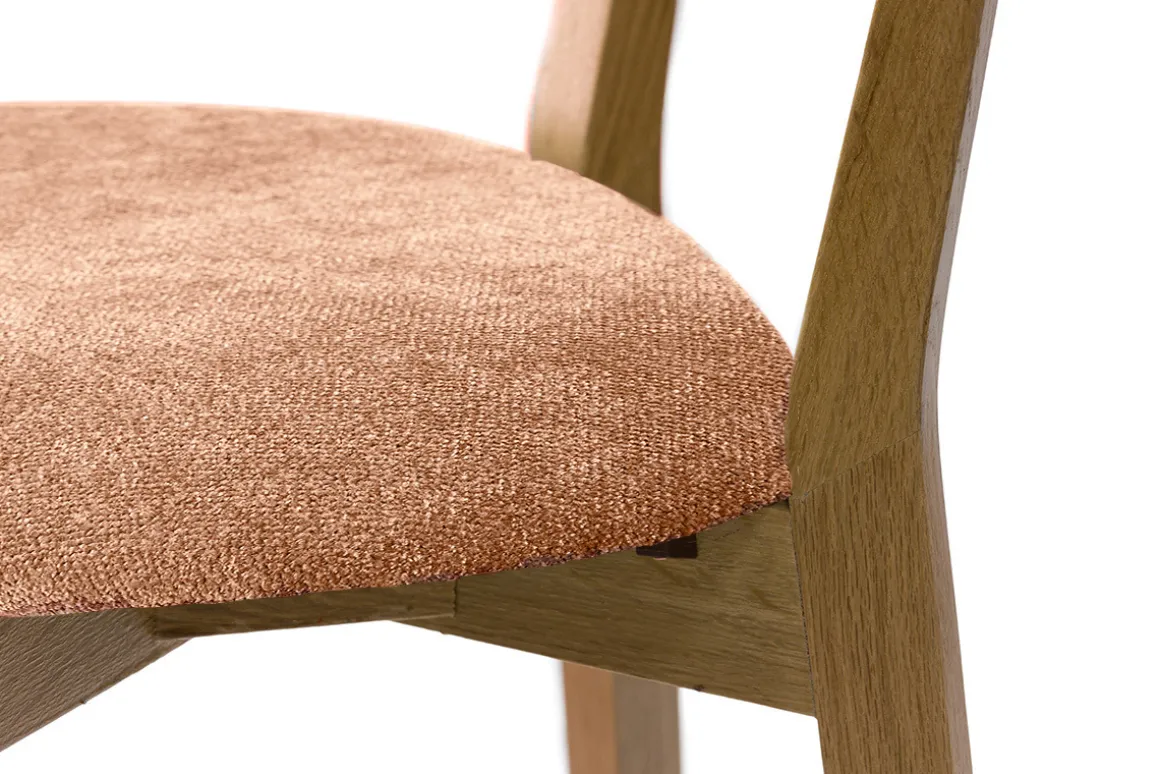 Online Miliboo Taburete de cocina de madera de roble claro y tela efecto aterciopelado terracota 65 cm LUCIA