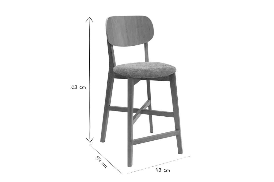 Online Miliboo Taburete de cocina de madera de roble claro y tela efecto aterciopelado terracota 65 cm LUCIA