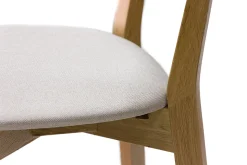 Fashion Miliboo Taburete de cocina de roble macizo y tela beige 65 cm LUCIA