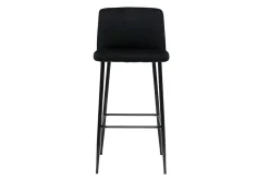 Sale Miliboo Taburete de cocina de terciopelo negro con patas de metal negro 78 cm MONTI