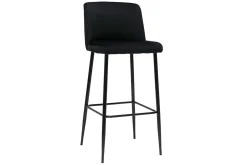 Sale Miliboo Taburete de cocina de terciopelo negro con patas de metal negro 78 cm MONTI