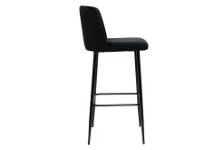 Sale Miliboo Taburete de cocina de terciopelo negro con patas de metal negro 78 cm MONTI