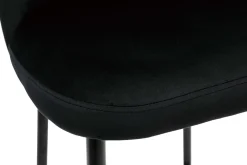 Sale Miliboo Taburete de cocina de terciopelo negro con patas de metal negro 78 cm MONTI