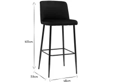 Sale Miliboo Taburete de cocina de terciopelo negro con patas de metal negro 78 cm MONTI
