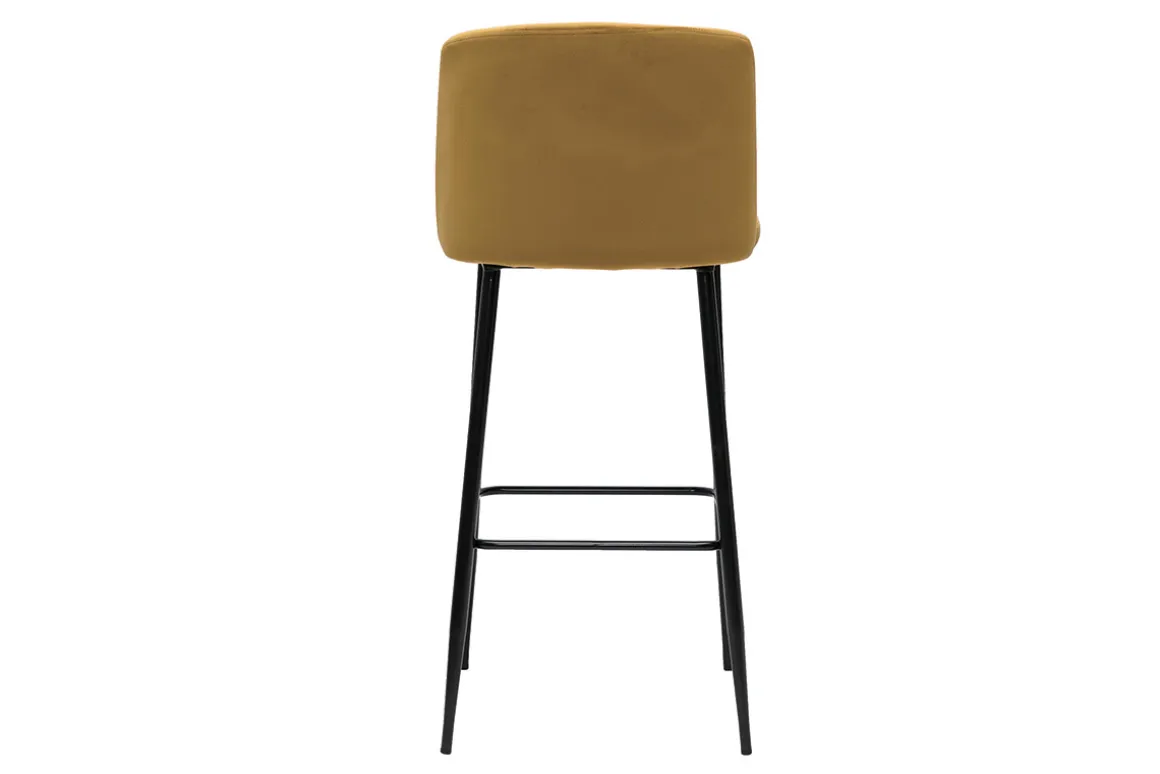 Discount Miliboo Taburete de cocina de terciopelo bronce con patas de metal negro 78 cm MONTI
