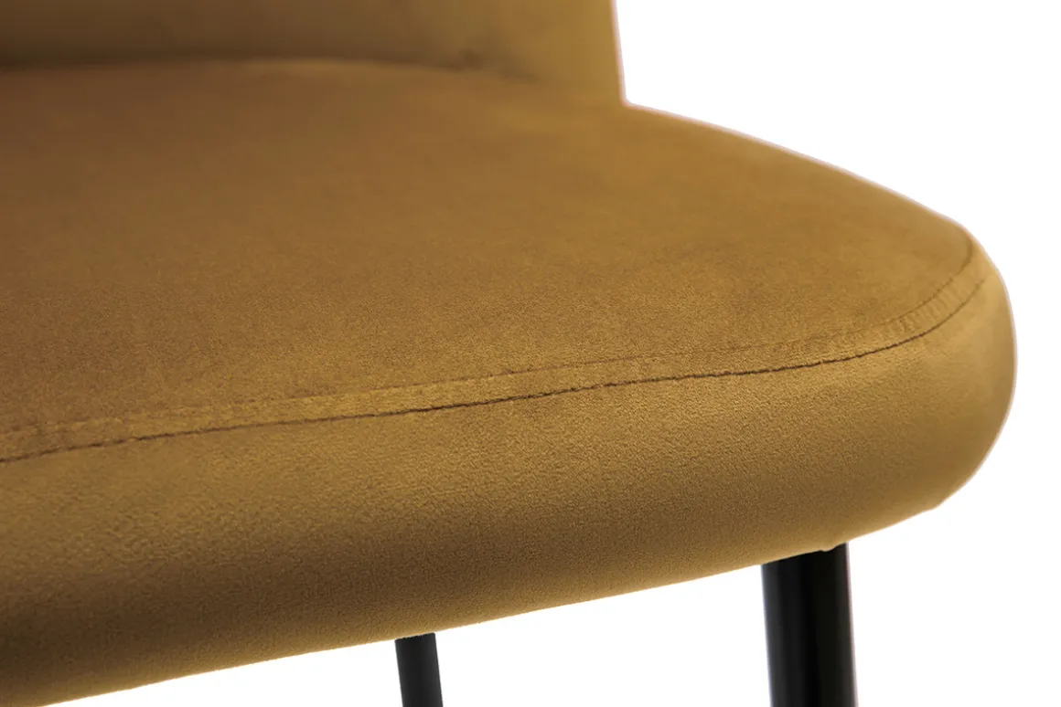Discount Miliboo Taburete de cocina de terciopelo bronce con patas de metal negro 78 cm MONTI