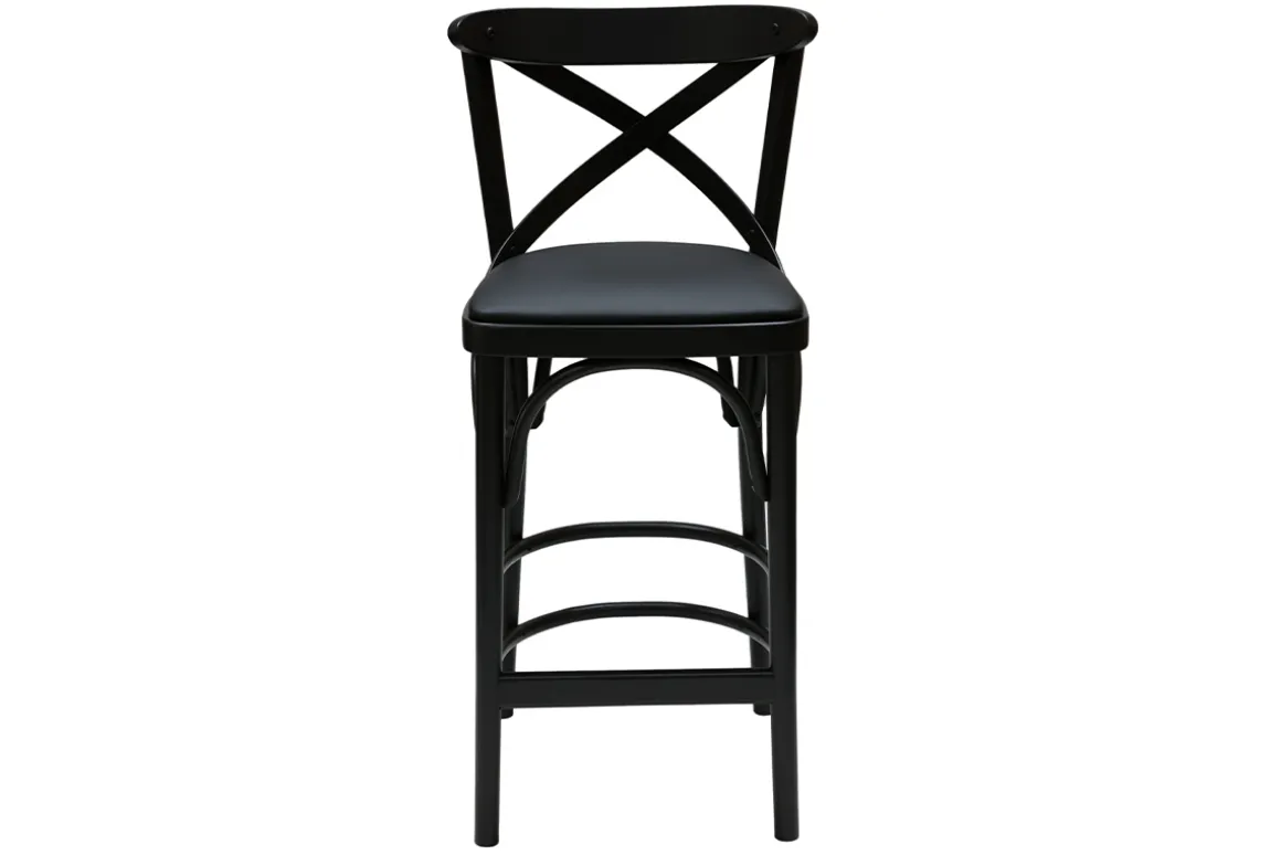Fashion Miliboo Taburete de cocina estilo bistrot de haya maciza negra 65 cm MARCEL